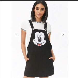 Disney x F21 Mickey Mouse Black jean Overall Dress